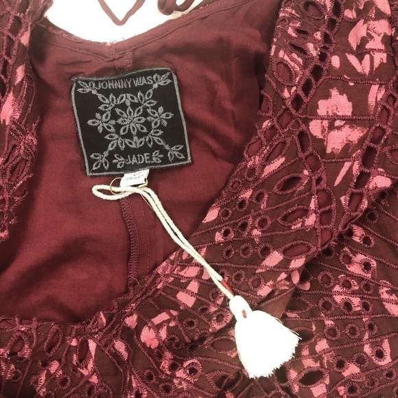 Johnny Was Malaga Midi Lace Dress xs Embroidered Cotton Silk Cottagecore NEW - Picture 11 of 12